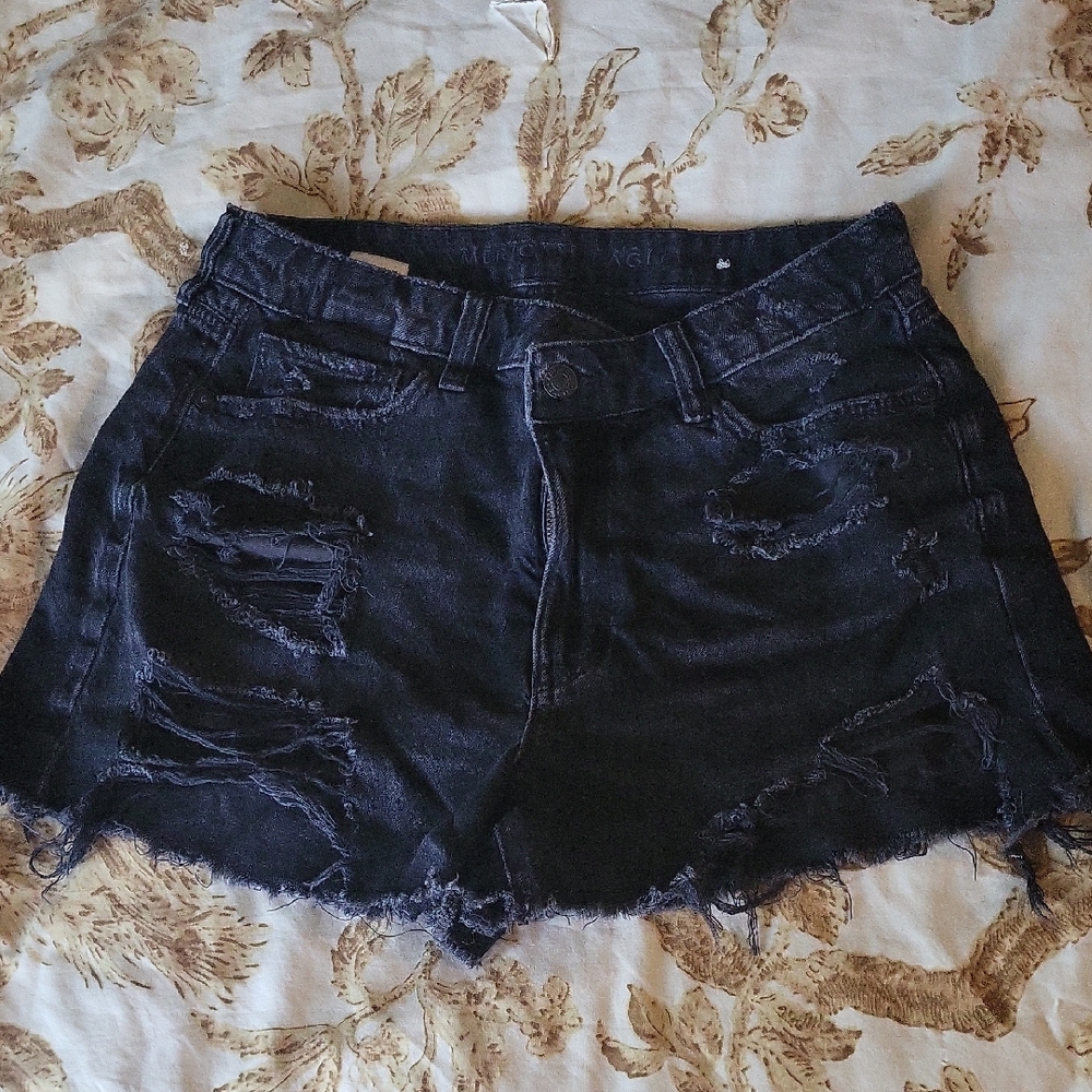 Black Distressed Shorts